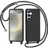 AOMYKE Cover per Samsung Galaxy S24 con Cordino, Custodia con Laccio Collana Tracolla Collo Liquido Silicone Antiurto TPU Antiurto AntiGraffio Case - Nero