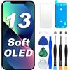 Digi4U Display OLED morbido di ricambio per iPhone 13, schermo da 6,1 | 60 Hz FHD COP, True Tone, design sottile e leggero, funzione touch fluida e dissipazione del calore ottimizzata