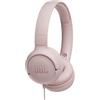 JBL Tune 500 Cuffie Sovraurali, Cuffia On Ear con Microfono e Comando Remoto ad 1 Pulsante, JBL Pure Bass Sound, Compatibile con Siri e Google, Leggere e Pieghevoli, Da Viaggio, Rosa