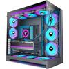 HYXN H2-RGB(2026) HYXN ATX PC Case-8 PWM ARGB ventola preinstallata (6 x 140 mm e 2 x 120 mm) grande doppia camera ATX Mid-Tower Airflow Gaming PC, supporto radiatore da 420 mm,Type C 3.2 (Nero, H2-ARGB)
