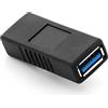 deleyCON Adattatore USB 3.0 Accoppiatore Connessione Prolunga - A Femmina a A Femmina - Collegare 2 Cavi USB - Estendere - Nero