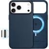SHIELDON Cover in Vera Pelle per iPhone 18 Pro Max/iPhone 17 Pro Max 6,9 | Custodia Compatibile per MagSafe, Ricarica Wireless, Pulsanti in Metallo, Controllo Fotocamera, Anti-Graffio, Blu Navy