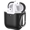 JETech Cover Protettiva per AirPods 2/1, con Portachiavi, Nero