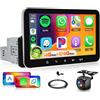 Hodozzy 【4+64G】Hodozzy Wireless Carplay Android Autoradio 1 Din con Schermo da 7 Pollici, Autoradio Bluetooth 5.0 con Android Auto DSP RDS FM WIFI GPS EQ+Telecamera Posteriore