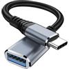 Amzpas Adattatore USB C a USB 3.0 - Cavo OTG Tipo C Maschio a Femmina per Galaxy S24, iPhone 16 Pro/15 Pro Max, iPad Pro, Huawei P30, Google Pixel 3XL, Xiaomi (Nylon)