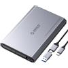 ORICO Case Esterno 2.5 SATA per HDD/SSD, [SENZA DISCO], Alloggiamento in Alluminio con Dissipazione, USB-C 3.2 Gen 2 (6Gbps) Supporta UASP, Cavo 2-in-1 USB C/A, per PC/PS4/Xbox - DD25C3