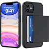 ÁRBOLORO Cover per iPhone 11 con Porta Carte Custodia Portafoglio Antiurto Anti-Graffio Resistente Grado Militare Protettiva Slot Nascosto Scorrevole Case, Nero