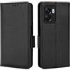 XFDSFDL® Custodia per Oppo A77/A57s/A57 5G CPH2339/CPH2385 (6,56 pollici), in pelle PU, con supporto, chiusura magnetica e chiusura laterale a portafoglio, colore: Nero