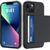 ÁRBOLORO Cover per iPhone 13 con Porta Carte Custodia Portafoglio Antiurto Anti-Graffio Resistente Grado Militare Protettiva Slot Nascosto Scorrevole Case, Nero