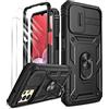 LeYi Cover per Samsung Galaxy A13 4G con HD Pellicola(Nero) | Custodia con Protezione Fotocamera [Slidable] Antiurto Grado Militare 360°Magnetica Anello Supporto TPU Bumper Custodie