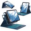 CHESONA Custodia per tastiera per 11 (A16)/10a Gen, Air 11 M4/M3/M2, Air 5 | Tastiera Bluetooth rimovibile con illuminazione a 7 colori e multi-touchpad, modalità ad angolo alto/basso, QWERTY, blu