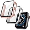 OFFCUP 2 Pezzi Cover per Apple Watch Series 6 / SE/Series 5 / Series 4, 40mm con Vetro Temperato, Copertura Completa Custodia Rigida HD Clear Pellicola Protettiva (Oro Rosa)