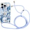 Foonary Cover con Cordino per iPhone 11 Pro, Custodia con Aesthetic Estivi Conchiglie Motivo Laccio Collana Tracolla, Silicone Necklace Regolabile Bumper Corda Phone Case per iPhone 11 Pro 5,8,Fiore