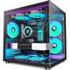 FOIFKIN F100 Case PC Micro-ATX con 3 Ventilatori ARGB,case MicroATX Nero,Case PC da Gaming,case per computer Mini-Tower,Supporto radiatore 240mm,Vetro temperato panoramico a 270°(Nero, F100)