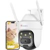 Ctronics 5MP Telecamera Wi-Fi Esterno,PTZ Videocamera Sorveglianza Esterno | Rilevamento AI Tracciamento Auto, Visione Notturna Colori 30M, WiFi 2.4/5GHz, Audio Bidirezionale, 128GB TF/Cloud/FTP