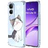 YUXING Cover Trasparente per Vivo V50 Lite 5G/4G - Custodia Protettiva Sottile in TPU Morbido Antiurto con Carino Motivo Disegno Cool (Cat)