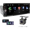 Alltolink Autoradio BT 1 DIN Stereo Auto BT,6,9 pollici Touchscreen Lettore Compatibile con Wireless CarPlayy & Android Auto,FM/Vivavoce/Microfono/Ricarica rapida/Telecamera Per Auto/USB/Type-C