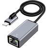 RUIZHI Adattatore da a Ethernet di, adattatore di rete LAN da a RJ45 Ethernet con porta di ricarica, 100 Mbps ad alta velocità compatibile con iPhone/iPad/iPod