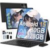 Dghrti Tablet Android 15, 10 Pollici, [30GB RAM 128GB ROM]+TF 2TB Espandibile, 8000mAh, WIFI 5G/ BT5.0/ OTG, Widevine L1, Face ID, Tablets Corpo in Metallo con Mouse, Tastiera, Custodia Protettiva, Nero