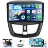 Roinvou 4+64G Android 15 Autoradio per Peugeot 207 2006-2015 CarPlay Android Auto, 9 Pollici IPS Touch Screen WI-FI GPS Bluetooth 32EQ FM/RDS SWC Telecamera Posteriore
