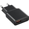 Security-01 USB C Fast Charger, 20 W PD 3.0, Dual Port Slim Plug USB-C & USB-A, Alimentatore di rete rapido per iPhone 17 17Pro 16 16Pro 16Pro Max 15 14 13 12 11, Samsung Cellulare Nero