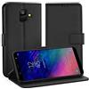 Simpeak Cover Compatibile per Samsung Galaxy A6 2018, Custodia Compatibile con Samsung A6 2018 in Pelle Portafoglio con Supporto [Supporto Stand] [Chiusura Magnetica], Nero