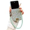 Generic Custodia a libro con stampa glitter e fiocco compatibile con Motorola Razr+ 2024, verde