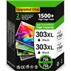 INKYEAH Cartuccia 303 XL Nero- 2X 750 Pagine, Sostituzione per Cartucce HP 303 Nero Originali, Inchiostro Stampante 303XL Compatibili con Envy Photo 7134 7830 6232 6230 7130 6220 6234 7100 7155 7800