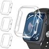 iVoler 3 Pezzi Cover Rigida PC per Apple Watch Series 9 8 7 45mm (Senza Pellicola Protettiva), Custodia Antiurto HD Clear, Ultra Sottile Anti-Graffio Bumper Case, Trasparente