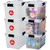 Iris Ohyama, Scatole Portaoggetti Ermetiche in Plastica, 20L, Set di 6, Trasparente, Coperchio Impermeabile, con Chiusura, Impilabile, Per Esterni, Garage, Vestiti, Antipolvere, Senza BPA, AT-SD