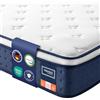 VASAGLE Materasso Singolo 80 x 190 x 25 cm Ibrido, Molle Insacchettate e Memory Foam con Gel, Medio Morbido, 7 Zone, Bordo Rinforzato, Isolamento dal Movimento, Traspirante, Blu RMZ202QZ02