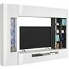 Dmora Parete Attrezzata Ocean 40x290x192h cm Bianco Lucido 20 Ripiani 24 Vani, 6 Ante Made in Italy