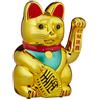 Relaxdays Gatto Cinese Portafortuna con Zampa Mobile, a Batteria, Maneki Neko, Talismano Successo & Ricchezza, 30cm, Oro
