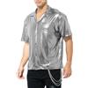 Casey Kevin Paillettes Uomo Camicia Canotta Glitter Discoteca T Shirt Maniche Camicie Metallico Glitterata Stile Anni '70 Festa Party Ballo Danza Club Maglietta Maniche Corte