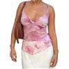 Nicoxijia Canotta da donna in rete Y2K con stampa floreale trasparente canotta con spalline sottili sexy scollo a V top estivo per uscire, Rosa, S