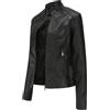 Hiser Hiseng Giacca Pelle Donna in Ecopelle, Nera PU Giacca Ecopelle Donna, Corta Manica Lunga con Cerniera Casual Corta Giubbotti, l'autunno e l'inverno