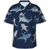 Tamiger Camicia hawaiana leggera da uomo con stampa di squalo blu a maniche corte da spiaggia estiva casual resort fughe, Nero , M