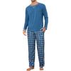 Litherday Pigiama da Uomo Pigiama Invernale da Uomo Pigiama Lungo da Uomo Pigiama in Cotone da Uomo Pigiama a Maniche Lunghe da Uomo Pigiama da Uomo con Coulisse e Tasche 2 Pezzi, S-XXL