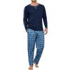 Litherday Pigiama da Uomo Pigiama Invernale da Uomo Pigiama Lungo da Uomo Pigiama in Cotone da Uomo Pigiama a Maniche Lunghe da Uomo Pigiama da Uomo con Coulisse e Tasche 2 Pezzi, S-XXL