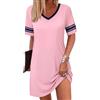 Bresdk Camicia da Notte Donna in Cotone Estiva Maniche Corte | Abito sleepwear leggero con bordi a contrasto, ideale per la degenza ospedaliera, il relax domestico e il riposo