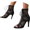 Generico Scarpe Ballo Donna, Scarpe da Ballo Donna Punta Aperta con Lacci - Decollete Eleganti con Tacco da 7 e 10 cm, Sandali a Tacco per Danza Latino e Bachata, Traspiranti e Comode, Nero 36