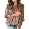 Generico Maglie Donna Elegante a Collo Alto Intrecciato Casual Lavorato a Maglia per Autunno e InvernoPullover Maglione Lavorato Maglia