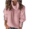 Generico Maglie Donna Elegante a Collo Alto Intrecciato Casual Lavorato a Maglia per Autunno e InvernoPullover Maglione Lavorato Maglia