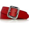 almela - Cintura da donna con fibbia argento lucido | Vera pelle | 40 mm - 4 cm di larghezza | Cinghia cuoio | Cinturino | Women's belt