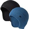 UNNESTAR Cappelli invernali da uomo in maglia elastica da sci con paraorecchie antivento