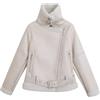 Generic Giacca invernale da donna in similpelle con cerniera, parka foderato spesso, cappotto in montone con tasche