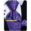 YourTies Set di cravatte da uomo con motivo cachemire floreale, in seta, fazzoletto quadrato e gemelli per matrimonio, feste, affari, Nero viola floreale, One Size