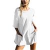 Generisch Tuta corta da donna, estiva, oversize, maglietta casual, per allenamento, sportivo, con schiena scoperta, con plateau