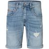 Timezone Pantaloncini Jeans Uomo, Lunghezza Ginocchio, Regular Fit, Dettaglio Strappo, Risvolto, Colore:Blu-2, Taglia:33W