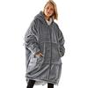 RITOSTA Felpa con Cappuccio Donna Oversize Pullover Blanket Hoodie Manica Lunga Gigante Super Morbida Calda e Confortevole Coperta con Tasca Sweatshirt Cappotto（Grigio,Taglia Unica）